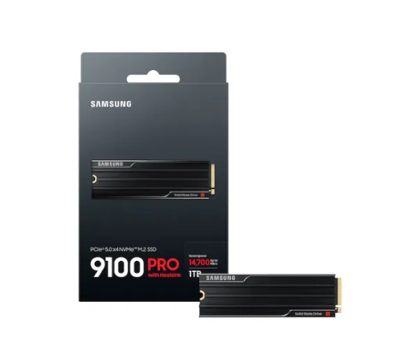 דיסק פנימי Samsung 9100 PRO W/Heatsink 1TB Gen5 M.2 NVME 2.0