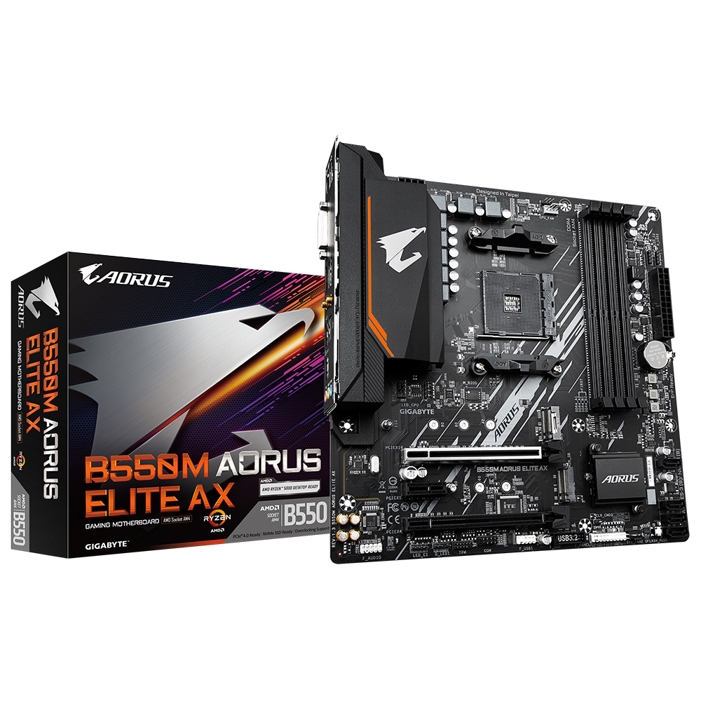 לוח אם Gigabyte B550M AORUS ELITE AX AM4 DDR4 WIFI DVI HDMI M-Atx