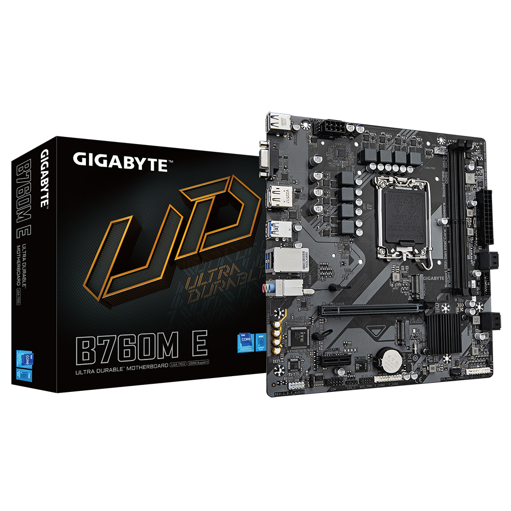 לוח אם אינטל GIGABYTE B760M E DDR5 DP HDMI VGA 1GbE lan LGA1700