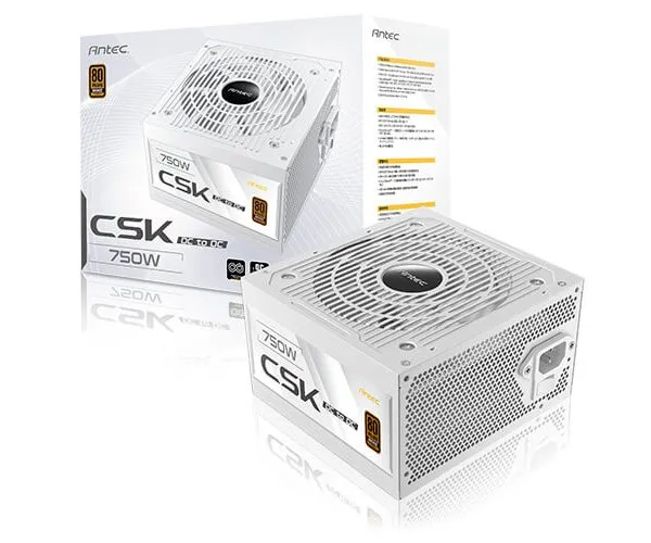 ספק כוח לבן ANTEC CSK 750DC Non-Modular 750W 80 PLUS Bronze 120MM