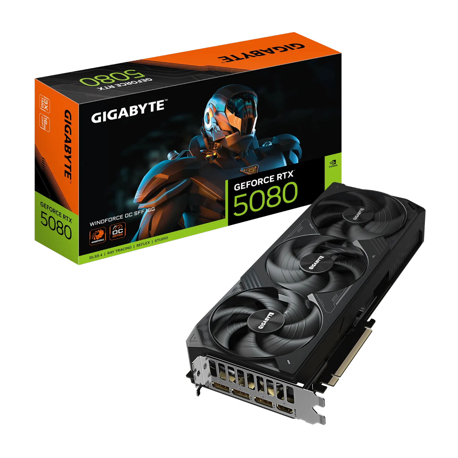 כ.מסך GIGABYTE GeForce RTX 5080 WINDFORCE OC SFF 16G
