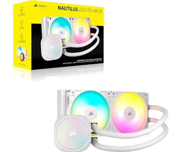 קירור נוזלי לבן Corsair iCUE NAUTILUS 240 RS RGB White 240mm AIO